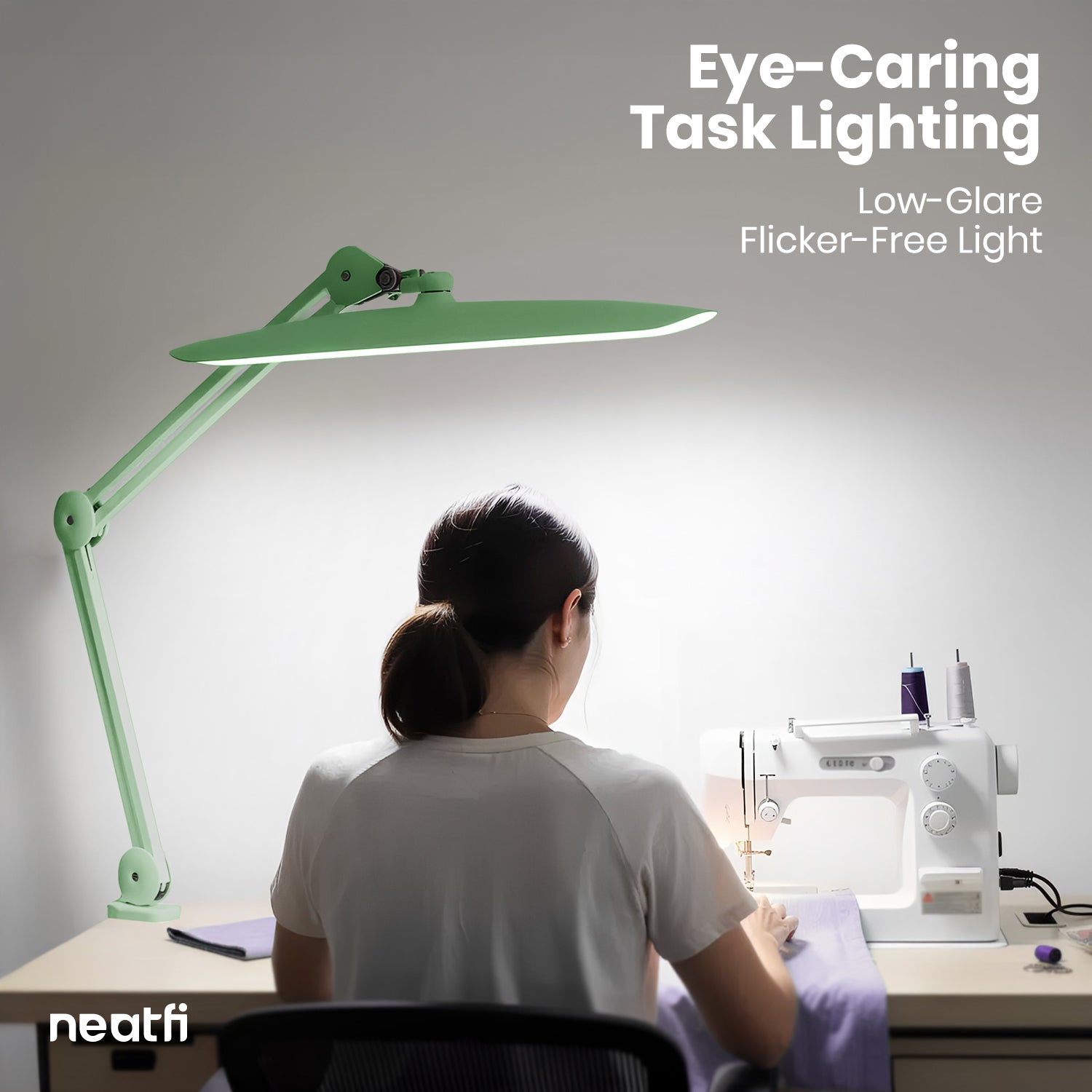 20” Wide Head LED Desk Lamp with Clamp – 2200 Lumens Task Light for Home Office & Crafts, Midnight Green