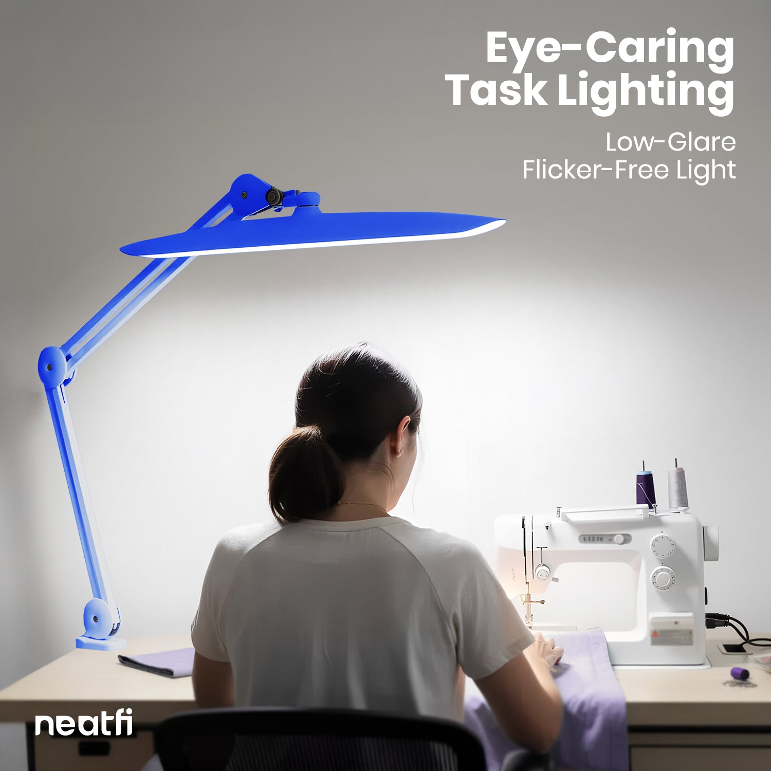 20” Wide Head LED Desk Lamp with Clamp – 2200 Lumens Task Light for Home Office & Crafts, Sapphire Blue