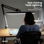 23” Wide Shade, 2200 Lumens LED Desk Lamp with Clamp – Dimmable, Eye-Caring Task Light, Black