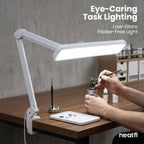 Lampe de bureau à pince LED 22" de large – Lumière de travail 2500 lumens pour établi et travaux manuels, blanche