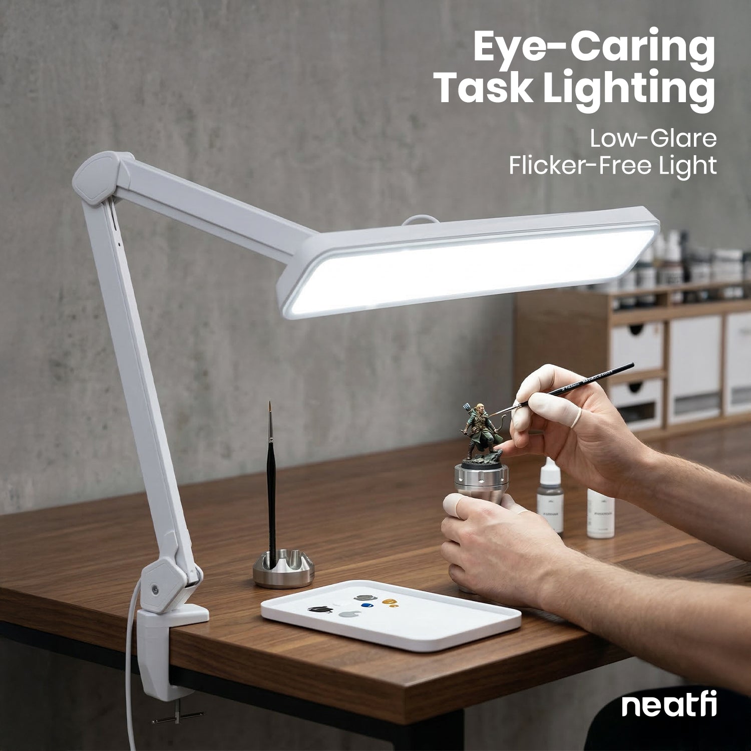Lampe de bureau à pince LED 22" de large – Lumière de travail 2500 lumens pour établi et travaux manuels, blanche