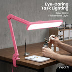Lampe de bureau LED à pince de 56 cm de large – Lampe de travail de 2500 lumens pour établi et travaux manuels, rose
