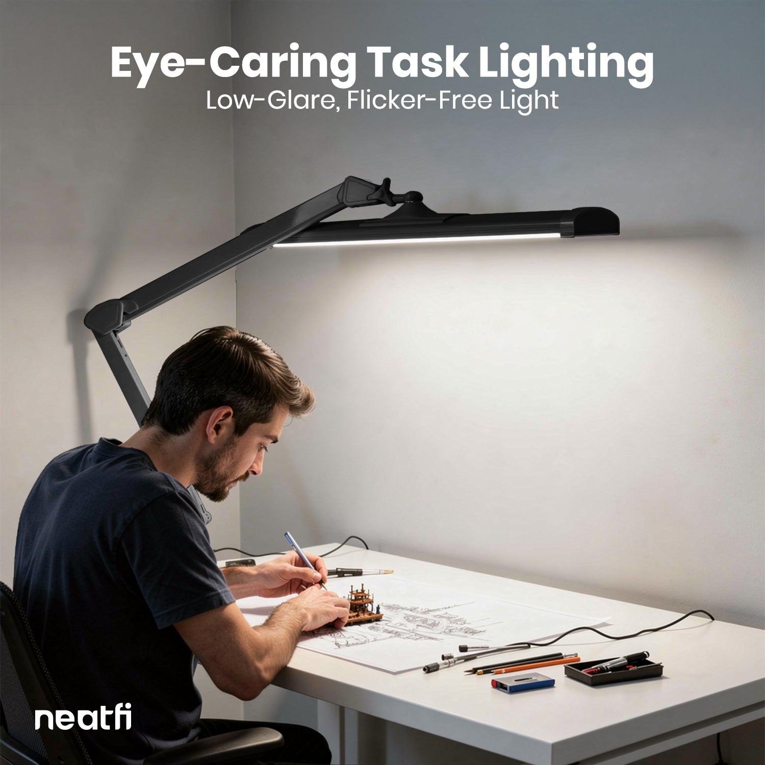 3500 Lumens LED Desk Lamp – 26” Ultra-Wide Shade, Non-Flickering
