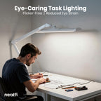 Neatfi Pro Series Ultra LED Desk Lamp – 3,500 Lumens, CRI 95, 26-Inch Wide, Dimmable Light, Black