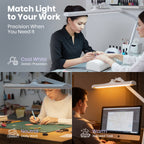 3500 Lumens LED Desk Lamp with Base – 26" Ultra-Wide, 3 Light Modes, Touch Control Light, White