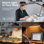 3500 Lumens LED Desk Lamp with Clamp – 26" Ultra-Wide, 3 Light Modes, Touch Control Light, Silver