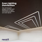 3 Rectangles 52,800 Lumens LED Ceiling Light with Hanging Kit for Shops & Gyms, Cool White