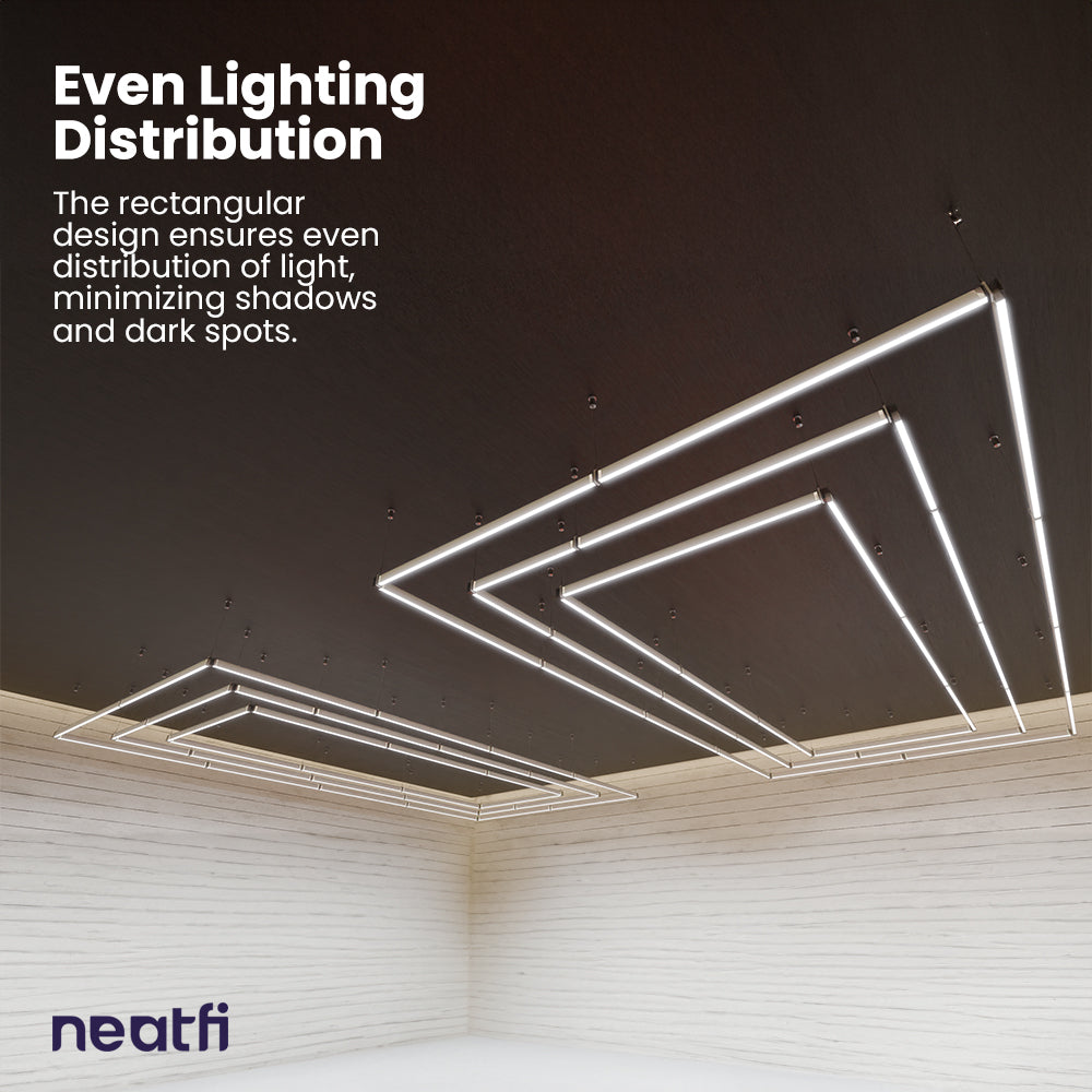 3 Rectangles 52,800 Lumens LED Ceiling Light with Hanging Kit for Shops & Gyms, Cool White