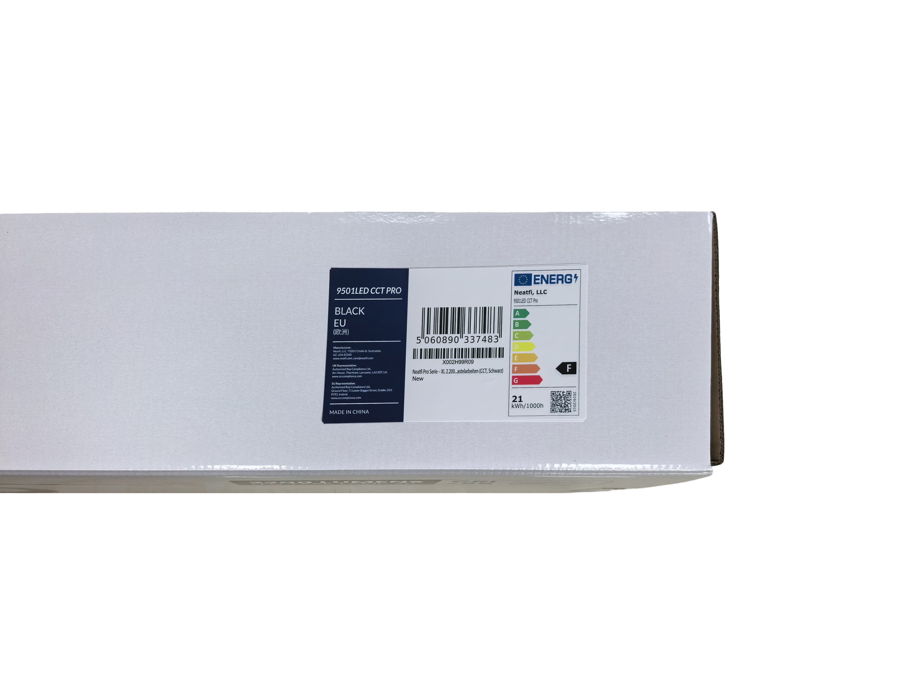 Lámpara de escritorio LED Pro Series de 20” – 2200 lúmenes, IRC 95, 3 modos de luz, luz regulable para oficina en casa y manualidades, negro