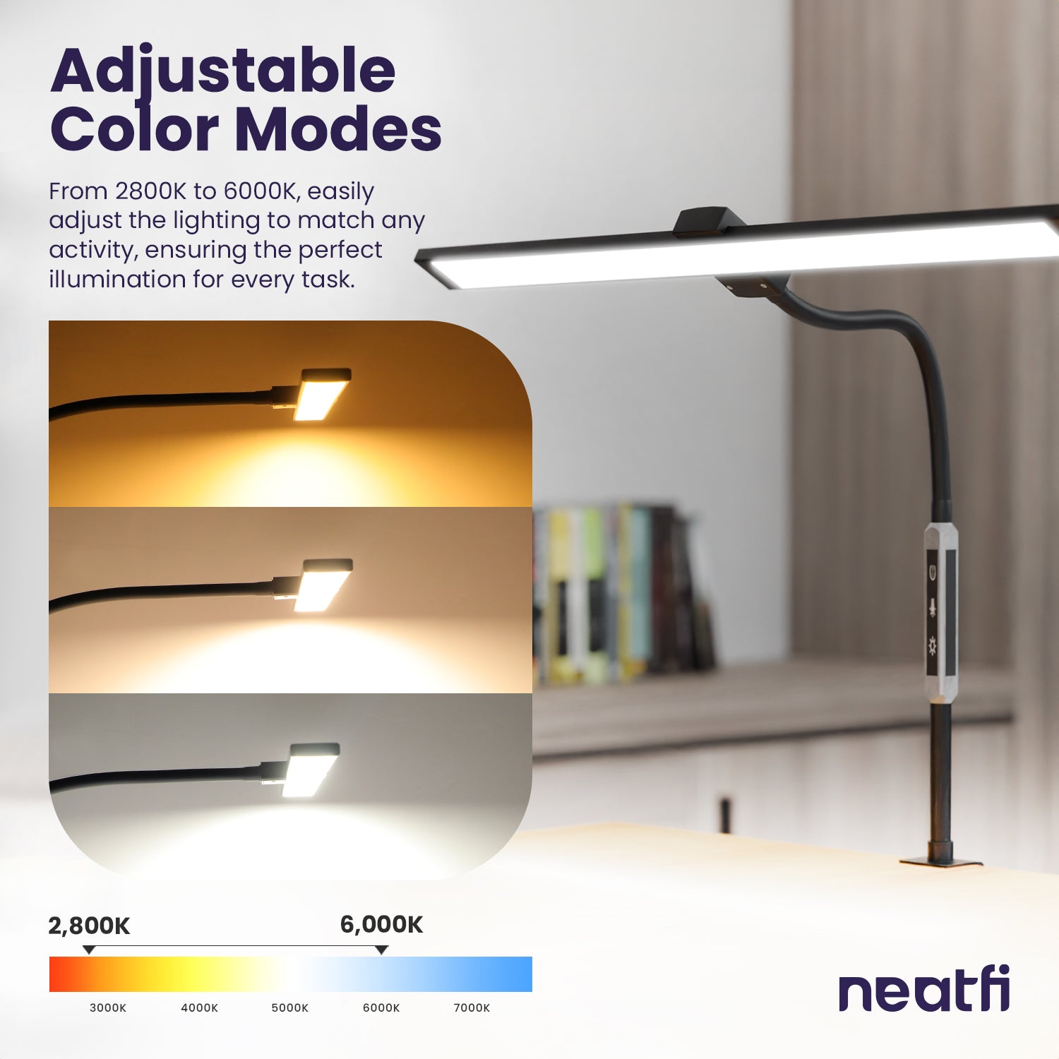 Modern Gooseneck Desk Lamp with Clamp, Touch & Remote Controlled