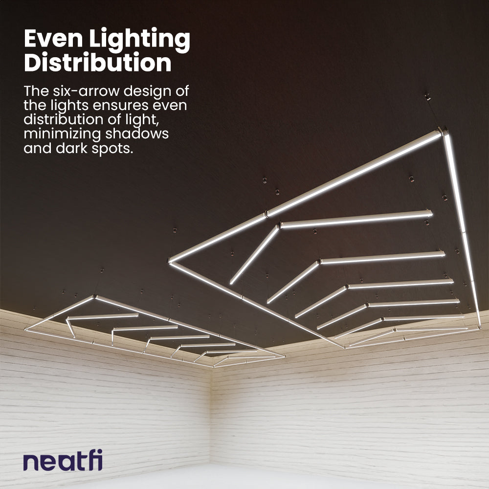 6 Arrow Shape LED Lighting with Hanging Kit, Car Garage Light - Cool White