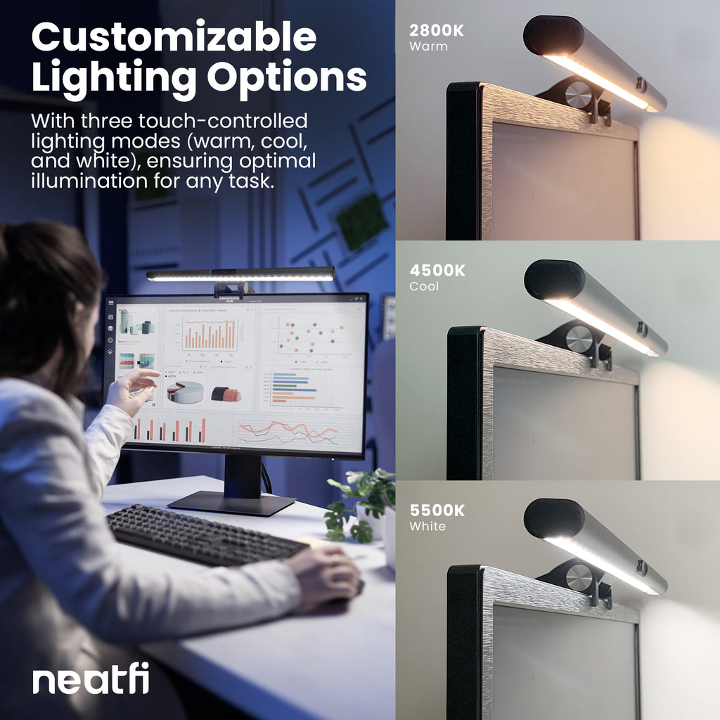 15.8" Monitor Light Bar with HD Webcam with USB-C Cable - Black