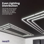 3 Rectangles LED Ceiling Light – 52,800 Lumens, Easy Installation for Shops & Salons, Cool White