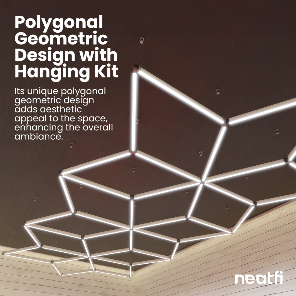 Snowflake Pattern LED Ceiling Light with Hanging Kit for Auto Shops, Salons & Gyms, Cool White