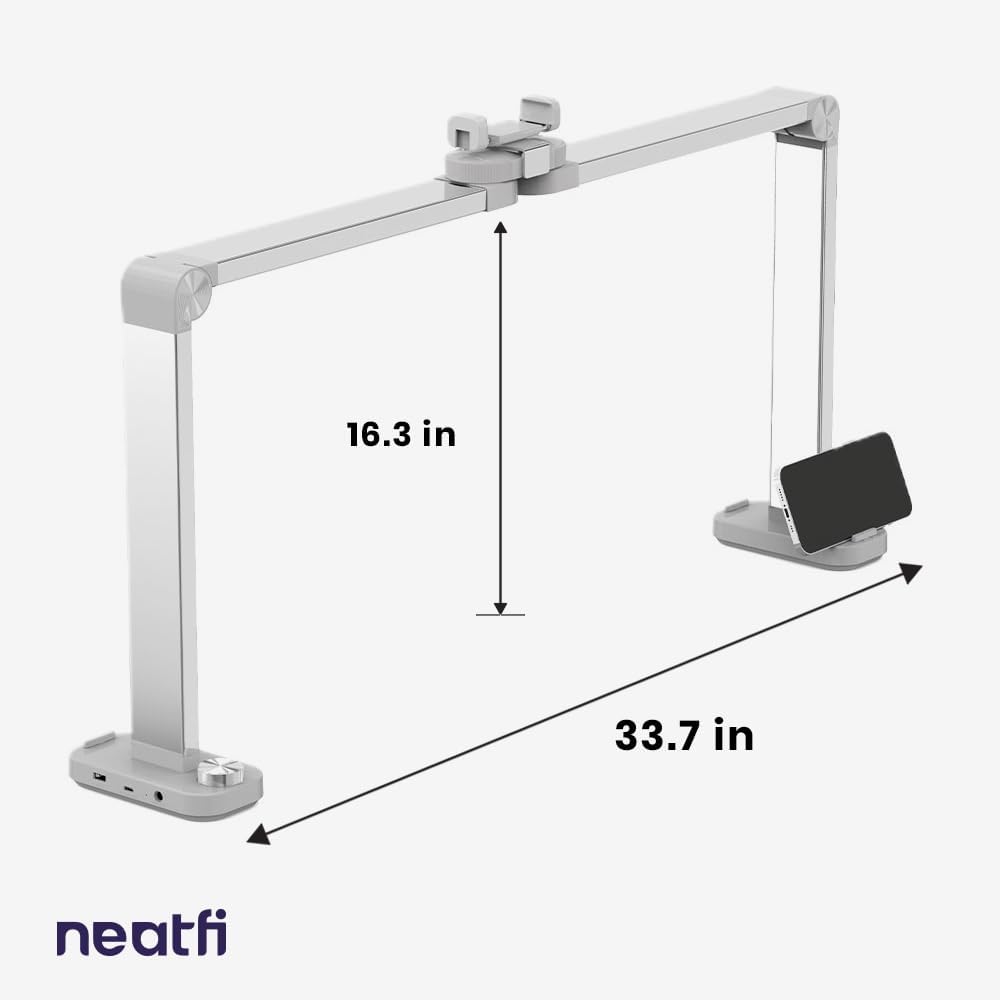 3500 Lumens LED Desk Lamp – 3 Color Modes, Knob Control, Dimmable Task Light for Nail Techs, White