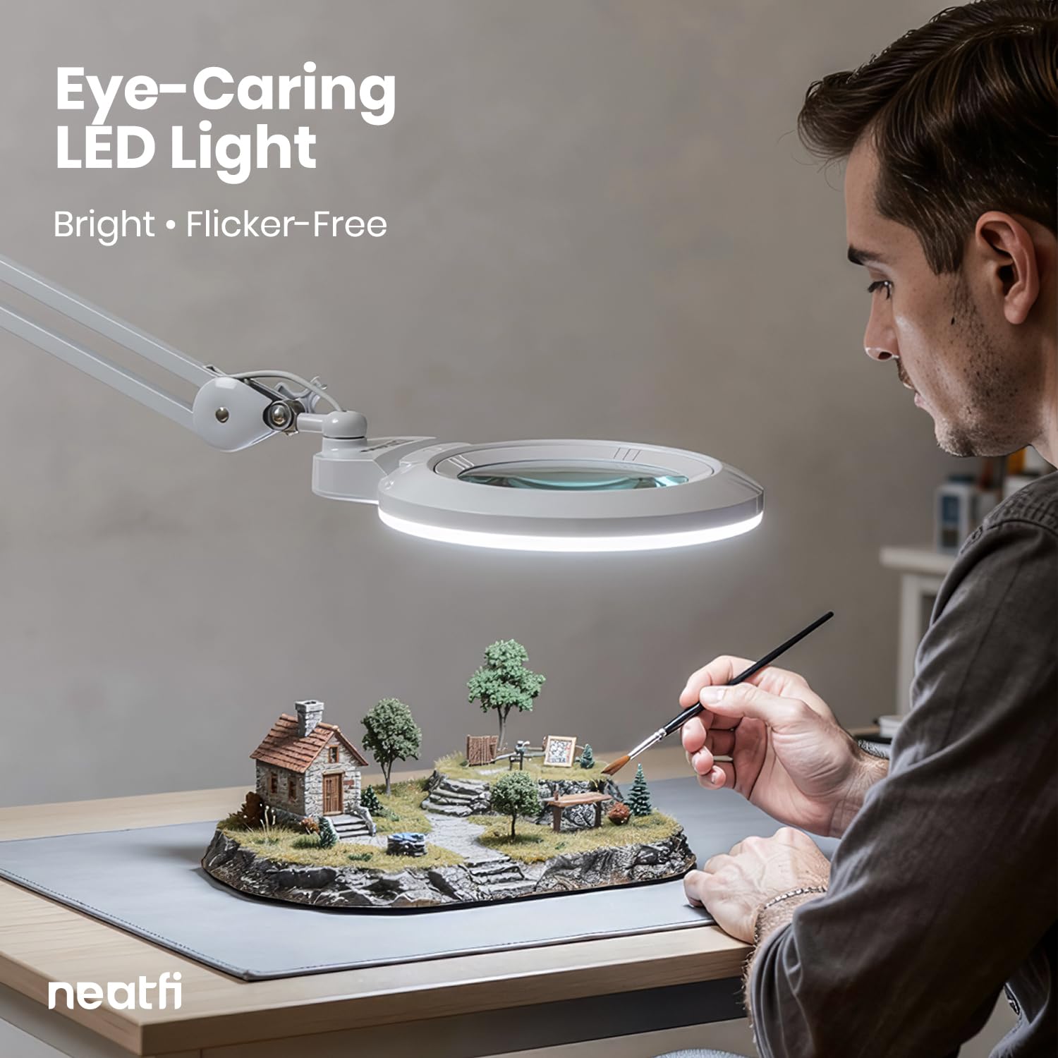 Pro Series XL Bifocal LED Magnifying Lamp – 5D/20D, CRI 95, Adjustable CCT, 7″ Acrylic Lens, White