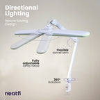 17” Wide Shade Elite LED Desk Lamp with Clamp – 3 Light Modes, Non-polar Dimming, Green Ring