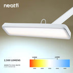 2500 Lumens LED Desk Lamp with Base – 22" Wide Shade, 5 Color Modes for Nails & Crafts, White