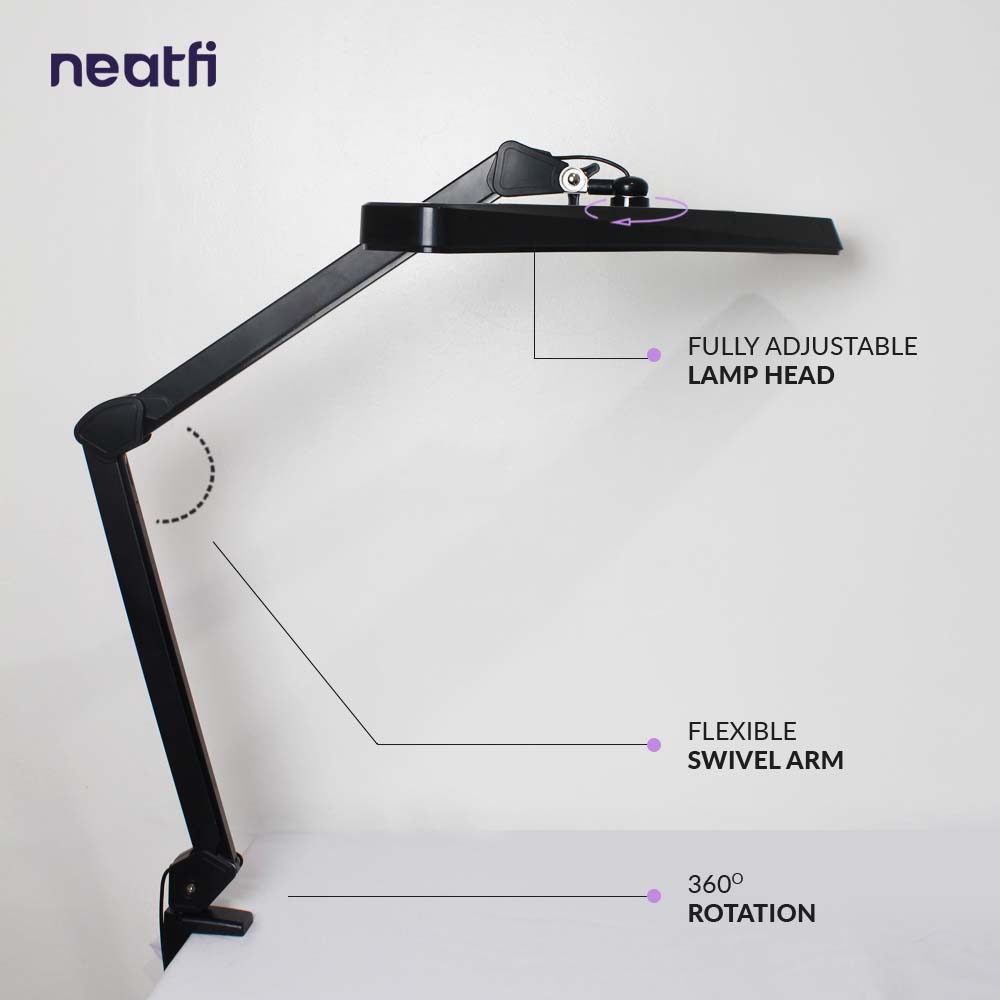 22” Wide Shade LED Desk Lamp with Clamp – 2500 Lumens Task Light