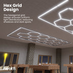 15 Hex Grid LED Car Garage Light – 60,720 Lumens, Adjustable Color Modes, Auto Shops & Gyms