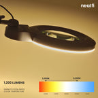 Lámpara LED de aumento de 1200 lúmenes con lente de 5" de ancho y modos de luz ajustables para trabajos de detalle, blanca
