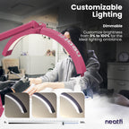 Half Moon LED Table Lamp with Clamp – 2500 Lumens, 5 Light Modes for Nail Arts & Facials, Pink
