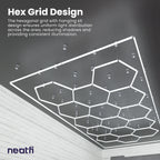 15 Hex Grids LED Ceiling Light with Hanging Kit – 69,600 Lumens for Auto Shops, Salons & Gyms, Cool White