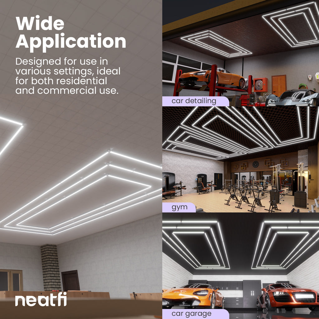 3 Rectangles LED Ceiling Light – 52,800 Lumens, Easy Installation for Shops & Salons, Cool White