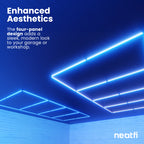 4 Panels LED Ceiling Light – 31,680 Lumens Ultra-Bright for Auto Shops, Warehouse & Gyms, Blue