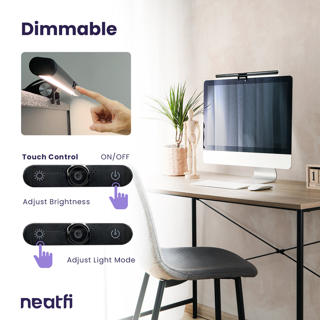 15.8" Monitor Light Bar with HD Webcam with USB-C Cable - Black