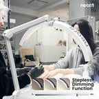 Half Moon LED Table Lamp with Base & Clamp – 2500 Lumens, 5 Light Modes for Nail Arts, White