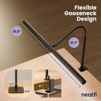 31.5" Architect Desk Light, LED Desk Lamp with Clamp and Base for Home Office with Motion Sensor and Touch Switch, 1100 Lumens, 5 Brightness Levels, 5 Light Modes, 60-min Timer - Black