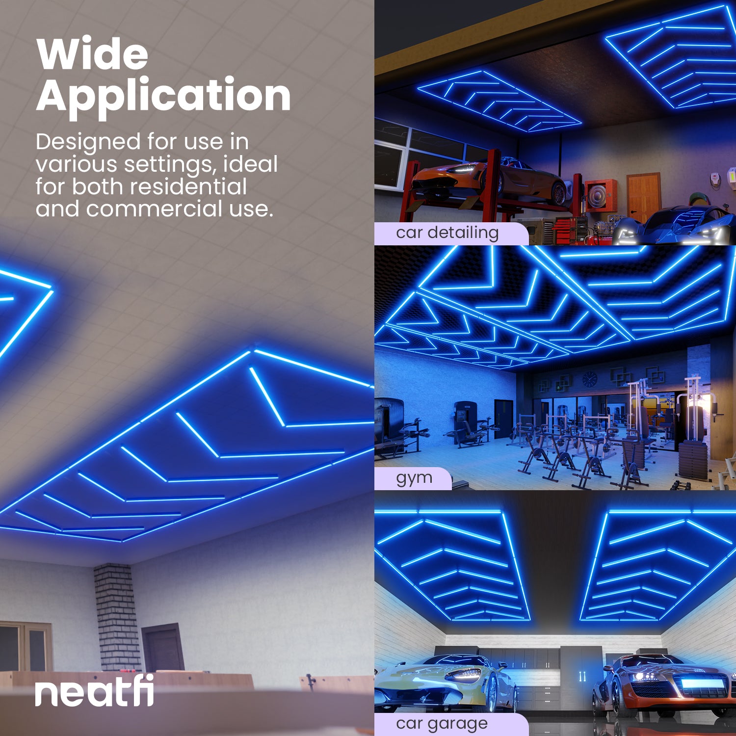 6-Arrow Shape Ultra-Bright LED Ceiling Light – 42,2400 Lumens for Warehouses & Gyms, Blue