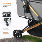 Cochecito plegable para mascotas (perros y gatos), capacidad de 15 kg, ruedas delanteras giratorias 360°, plegado con un solo clic, sistema de freno, correas y ganchos de seguridad, acolchado extraíble y lavable, y portavasos (gris)