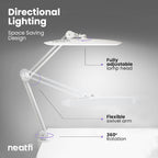 2200 Lumens LED Desk Lamp with Clamp – 20” Wide Shade, 3 Light Modes, Dimmable Task Light, White