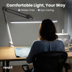 2200 Lumens LED Desk Lamp with Clamp – 23" Wide, 3 Light Modes for Workbench & Home Office, White