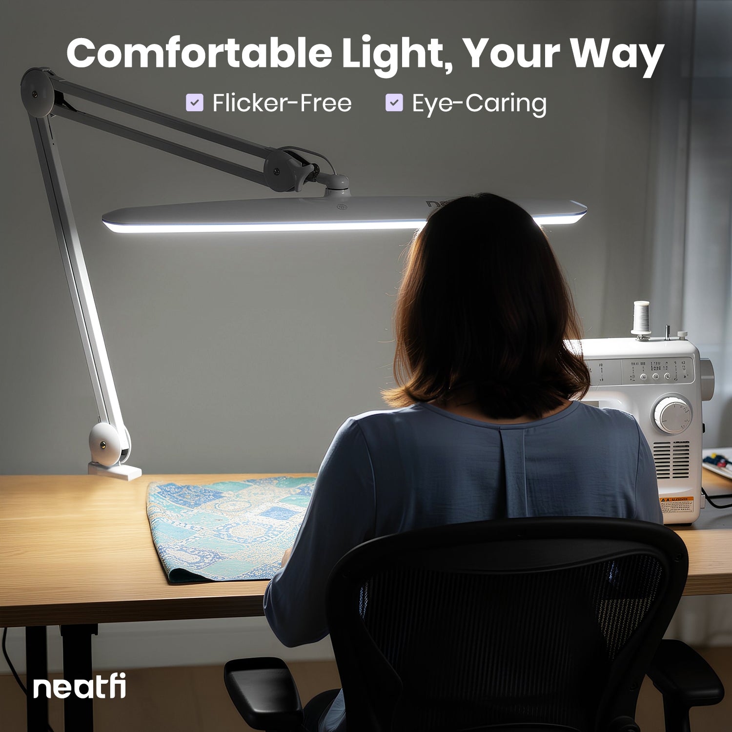 2200 Lumens LED Desk Lamp with Clamp – 23" Wide, 3 Light Modes for Workbench & Home Office, White