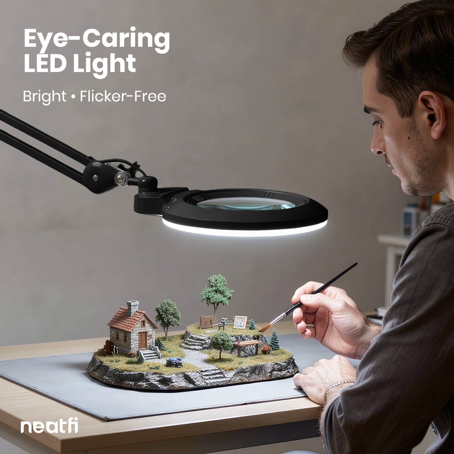 Lichtさま 7” Wide Acrylic Lens LED Magnifying Lamp with Clamp – 1600 Lumens