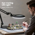 Lampe loupe LED acrylique de 7 po de large avec base – 1600 lumens, à intensité variable pour travaux de précision, noir