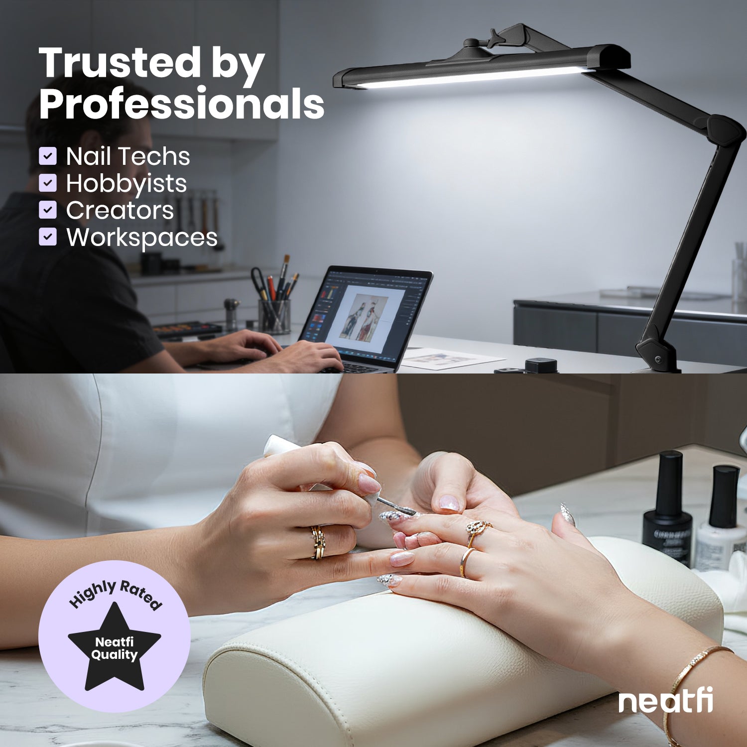 3500 Lumens LED Desk Lamp – 26” Ultra-Wide Shade, Non-Flickering Task Light with Clamp, Black
