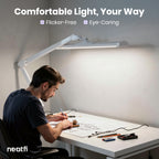 3500 Lumens LED Desk Lamp with Base – 26" Ultra-Wide, 3 Light Modes, Touch Control Light, White