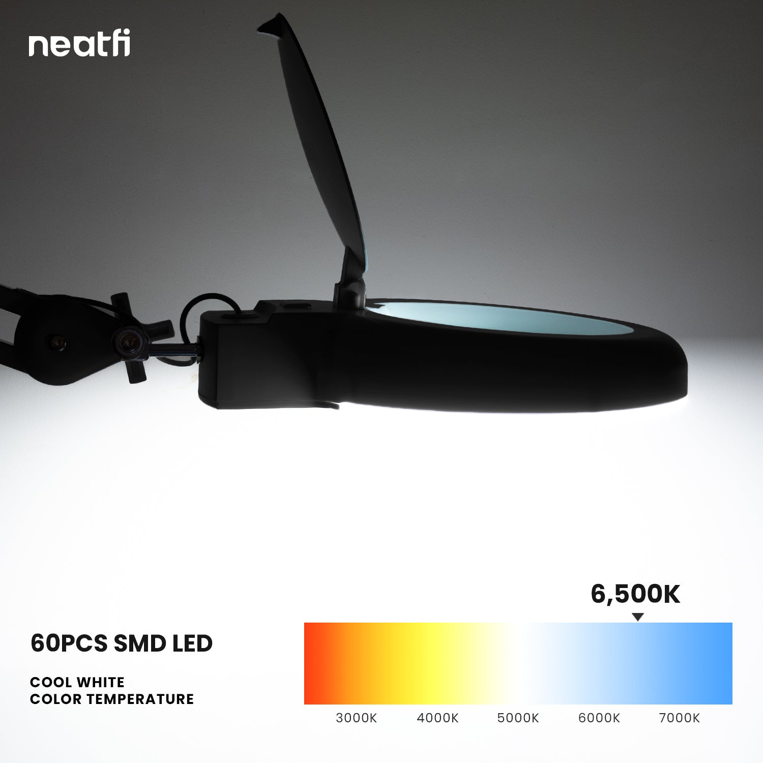 LED Magnifying Lamp with Clamp, 5 Diopter,  Desk Lamp Magnifier Light for Crafts, Painting & Hobbies - Black