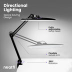 2200 Lumens LED Desk Lamp with Clamp – 20” Wide Shade, 3 Light Modes, Dimmable Task Light, Black