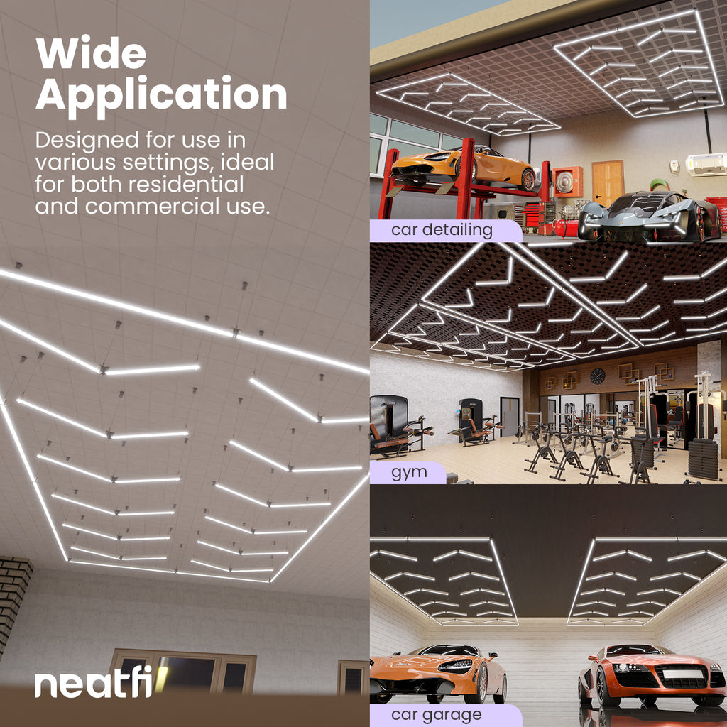 12-Arrow Ultra-Bright 42,240 Lumens LED Ceiling Light with Hanging Kit for Shops & Gyms, Cool White