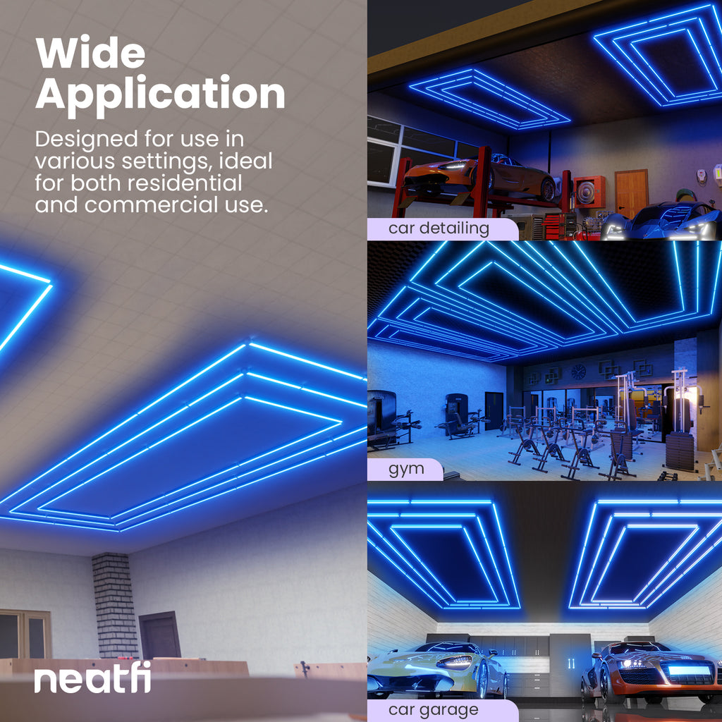 3 Rectangles LED Ceiling Light – 52,800 Lumens, Easy Installation for Shops & Salons, Blue