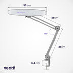 2200 Lumens LED Desk Lamp with Clamp – 20” Wide Shade, 3 Light Modes, Dimmable Task Light, Silver