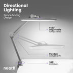 2200 Lumens LED Desk Lamp with Clamp – 20” Wide Shade, 3 Light Modes, Dimmable Task Light, Silver