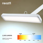 2500 Lumens LED Desk Lamp with Clamp – 22" Wide Shade, 5 Color Modes for Nails & Crafts, White