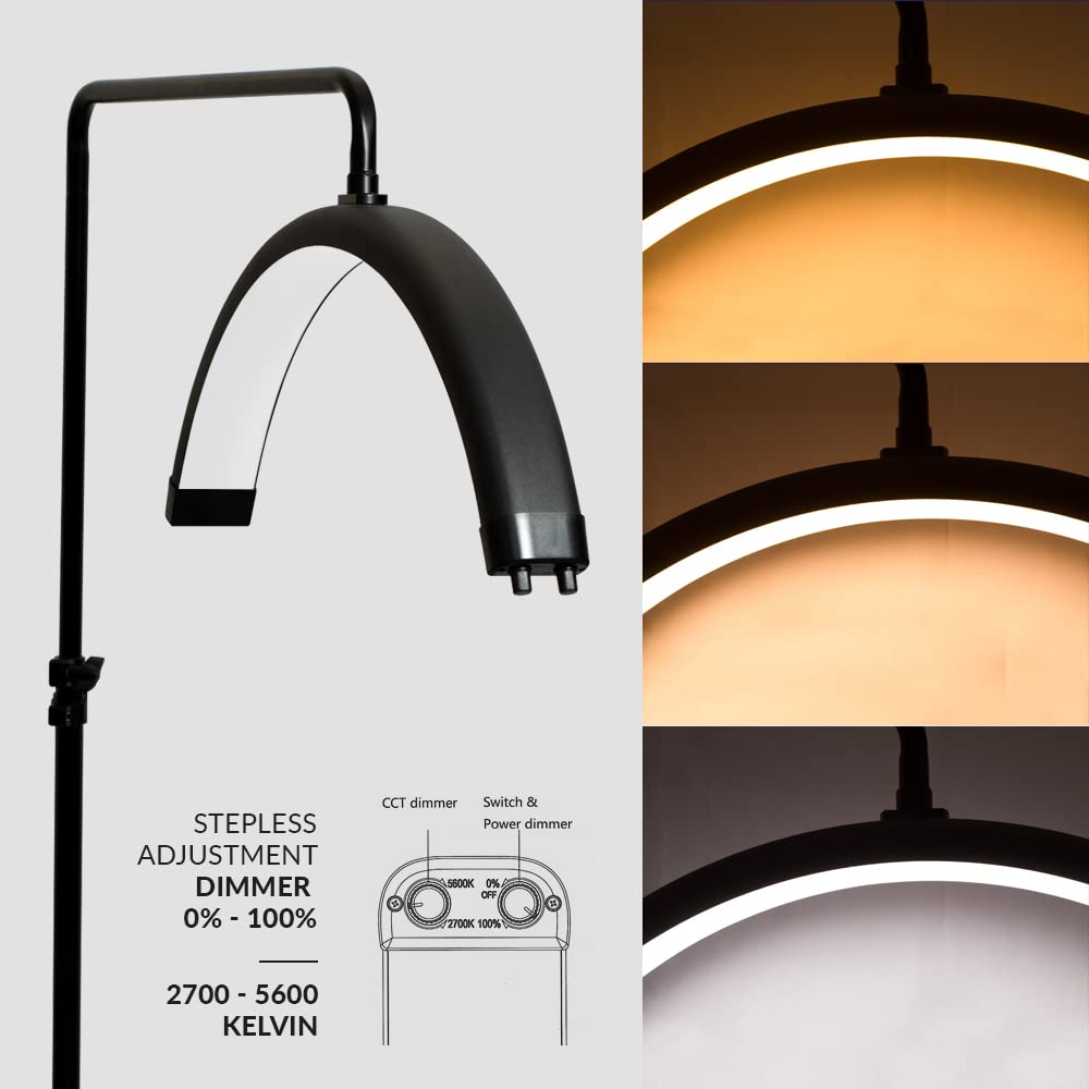 Lámpara LED de escritorio de 44" de ancho con abrazadera – 3000 lúmenes, 3 modos de color, CRI 95, luz de trabajo regulable, negra