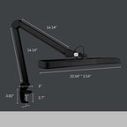 2500 Lumens LED Desk Lamp with Clamp – 22" Wide Shade, 5 Color Modes for Nails & Crafts, Black